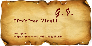 Gfrörer Virgil névjegykártya